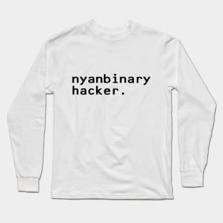 nyanbinary hacker - Black Long Sleeve T-Shirt